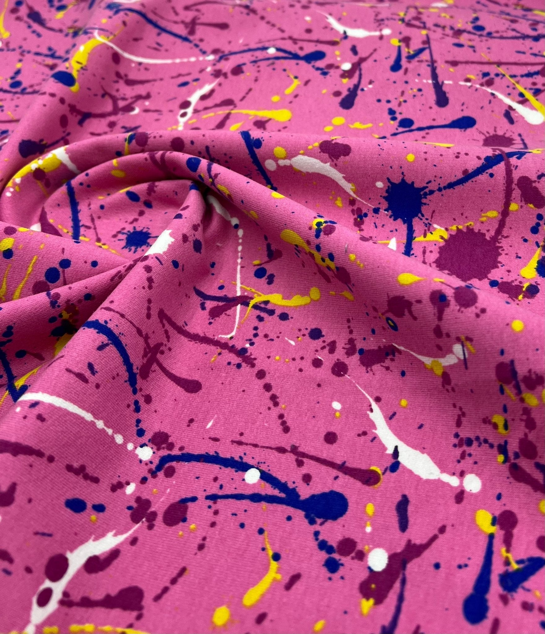 Pink Paint French Terry Loopback Cotton Jersey Lycra 4 Way Stretch - T9 Fabrics